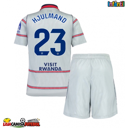 Camisa de Futebol Atletico Madrid Morten Hjulmand #23 Equipamento Alternativo Infantil 2026-27 Manga Curta (+ Calças curtas)